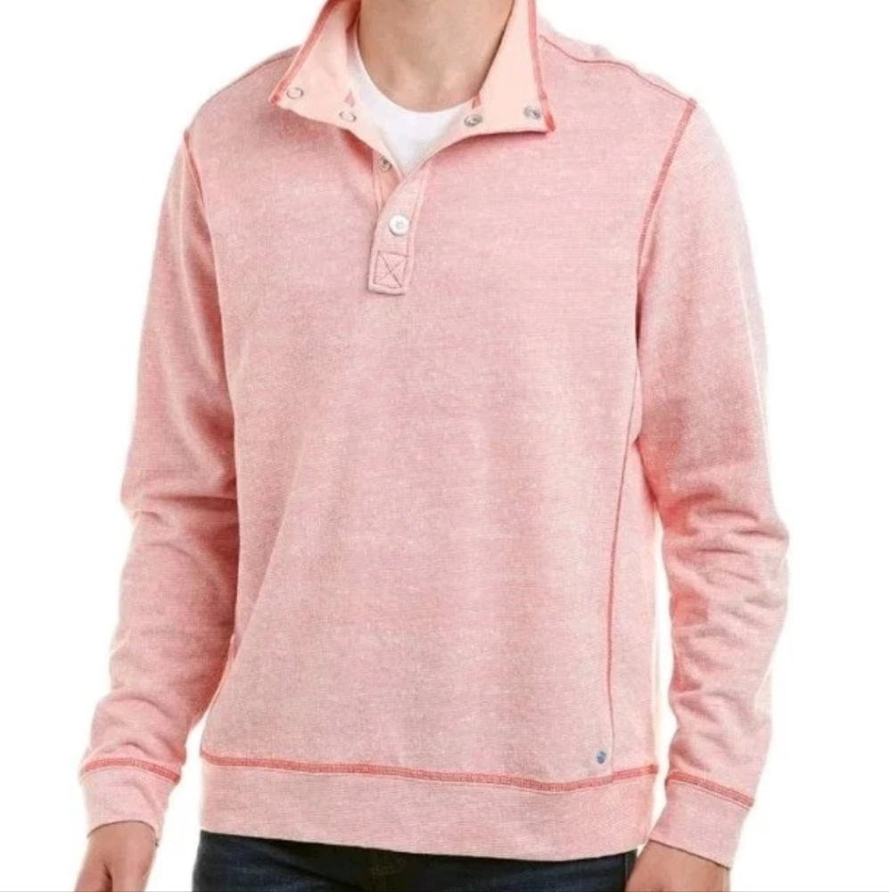 Tommy Bahama Ocean Mist Mock Snap Henley Sweater Cross Grain Side Paneled Men 3X